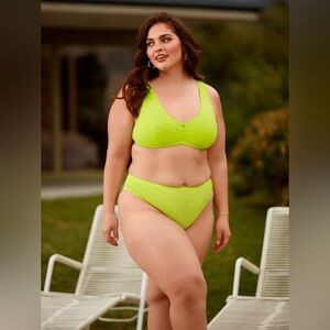 Savage X Fenty FLOCKED LOGO BRALETTE in Acid Lime